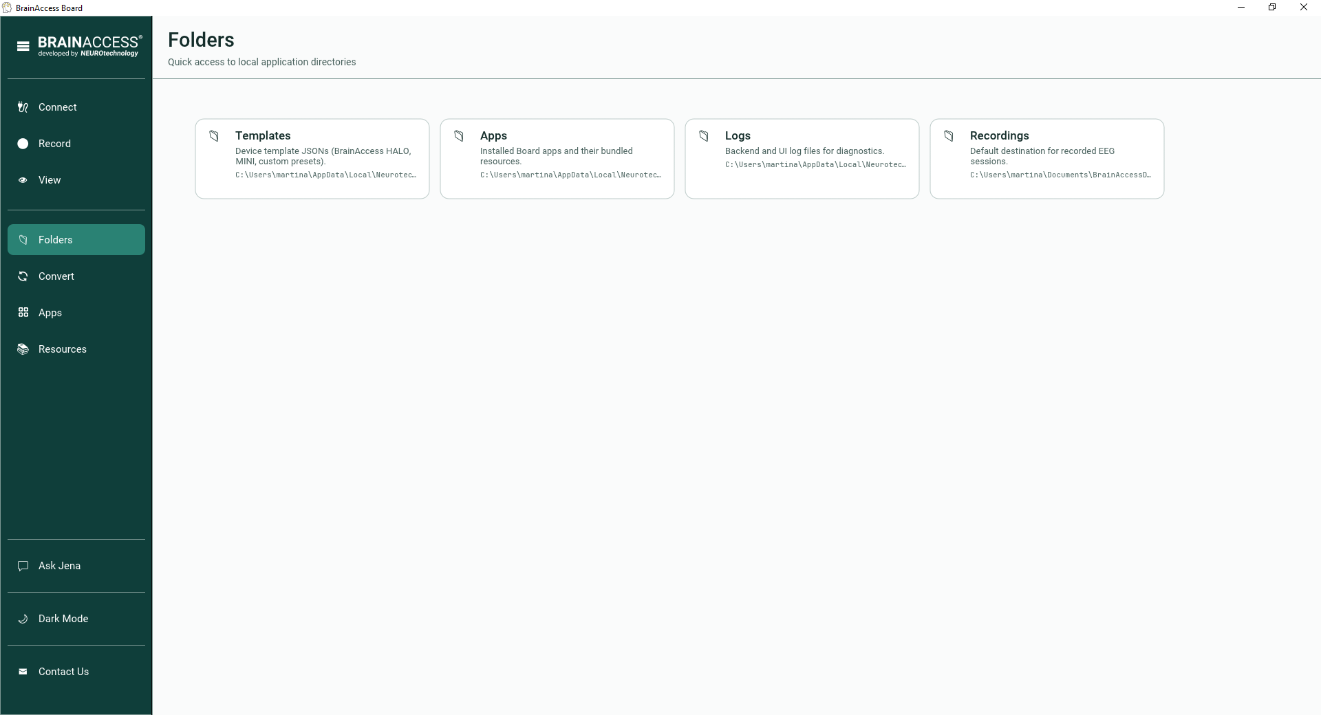 Starting up with BrainAccess Board - BrainAccess Folders 2
