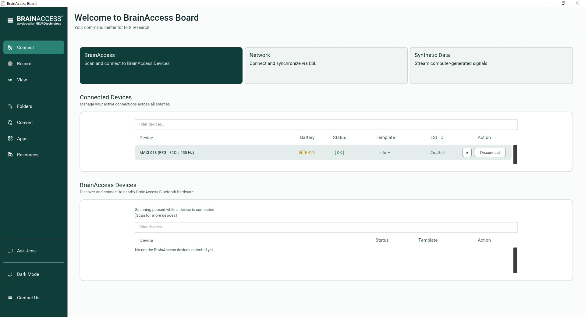 BrainAccess Board - BrainAccess light theme
